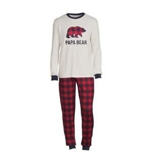Dearfoams Men's Papa Bear Family 2-Piece Pajama Set Red Plaid Size 3XL NEW